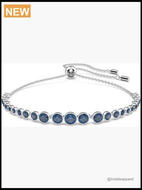 Genuine Crystal Tennis Bracelet Rhodium Slide Clasp